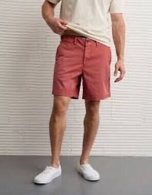 American Eagle Outfitters mens chino shorts sz 32 long length sun-faded coral